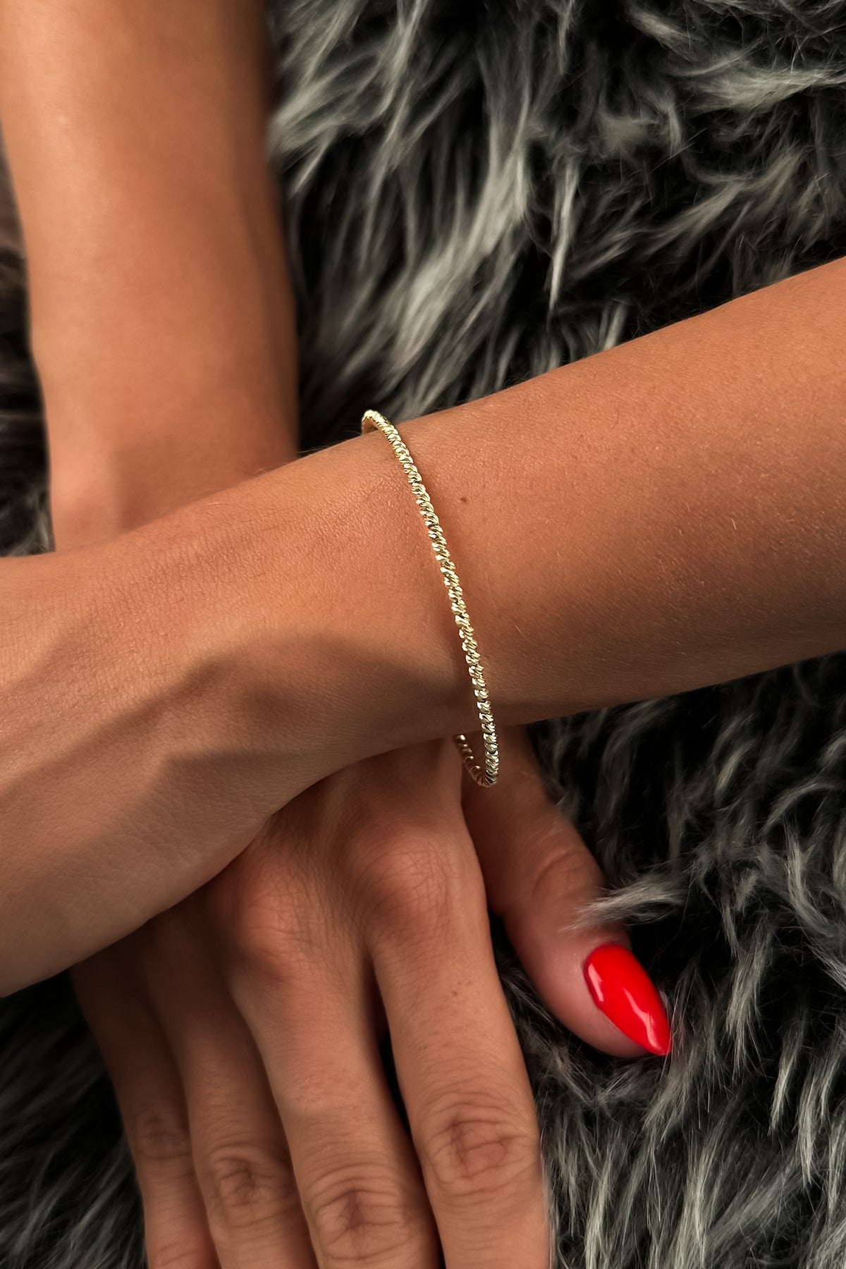 14ct Gold 1 Row Dorica Cuff Bracelet-1