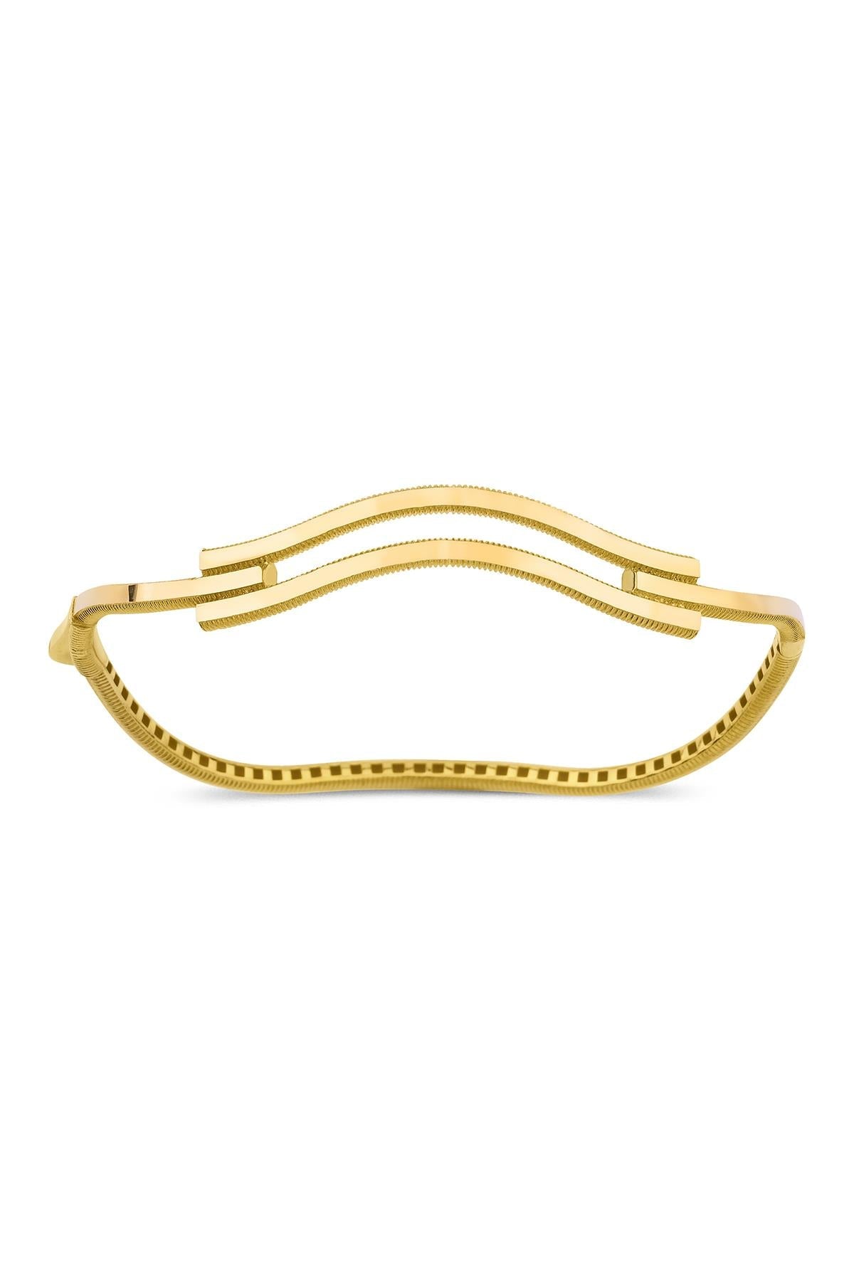 Bracciale rigido con 2 file di costole dall'aspetto ondulato in oro da 14 ct e 22 ct-0