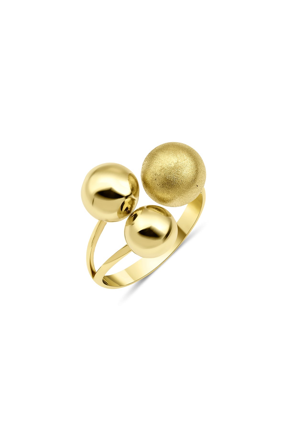 14ct Gold 3 Fashion Ball Statement Ring-0