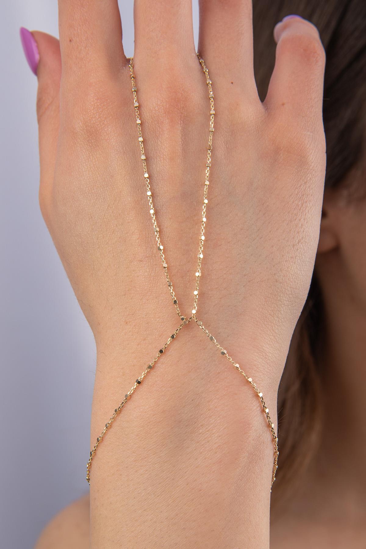Catena a mano cubica in oro da 14 ct-1