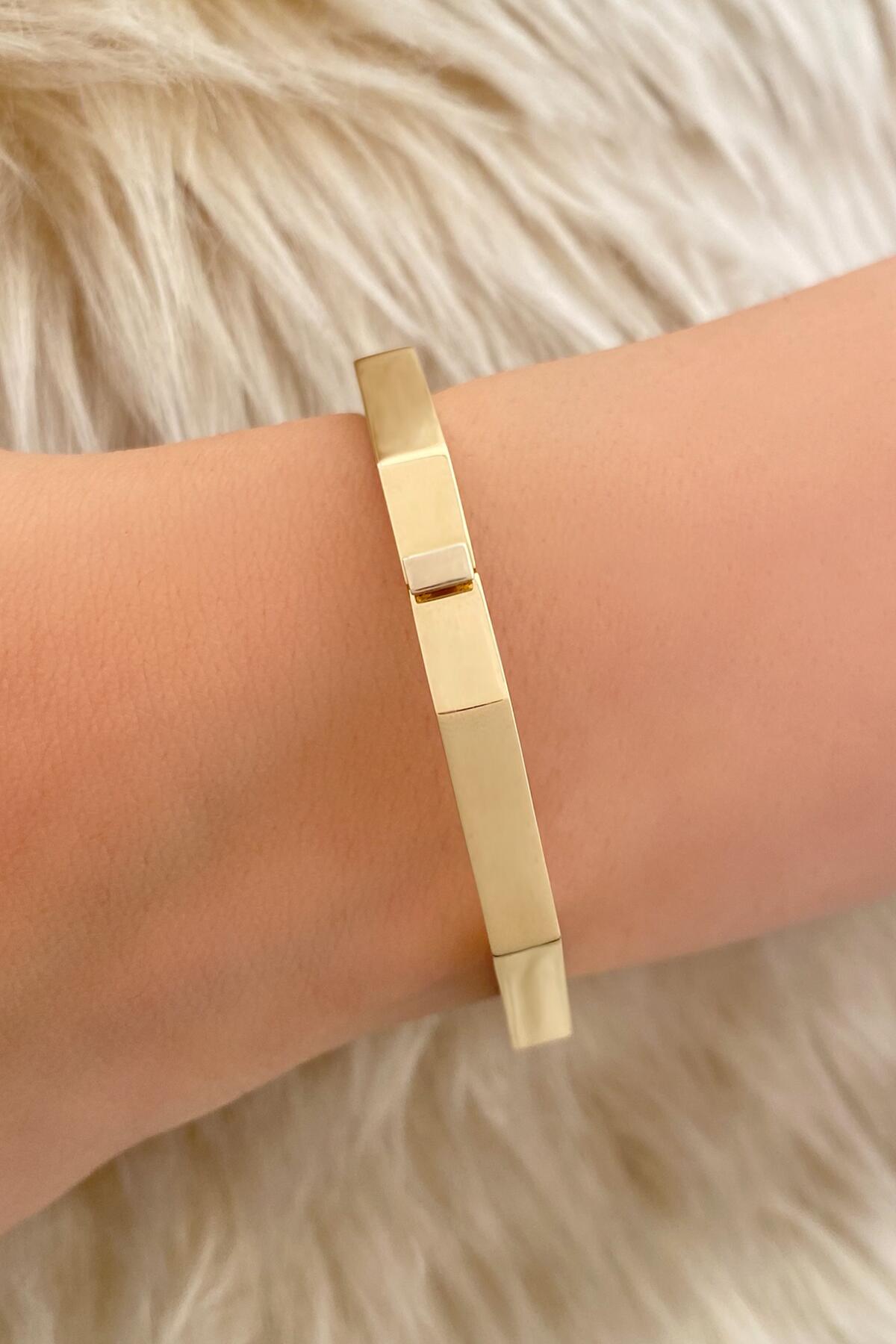 Bracciale rigido ottagonale in oro 14 ct-1