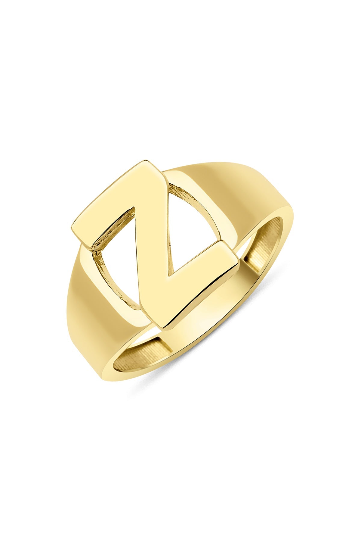 Anello con iniziale Z in oro da 14 ct-0