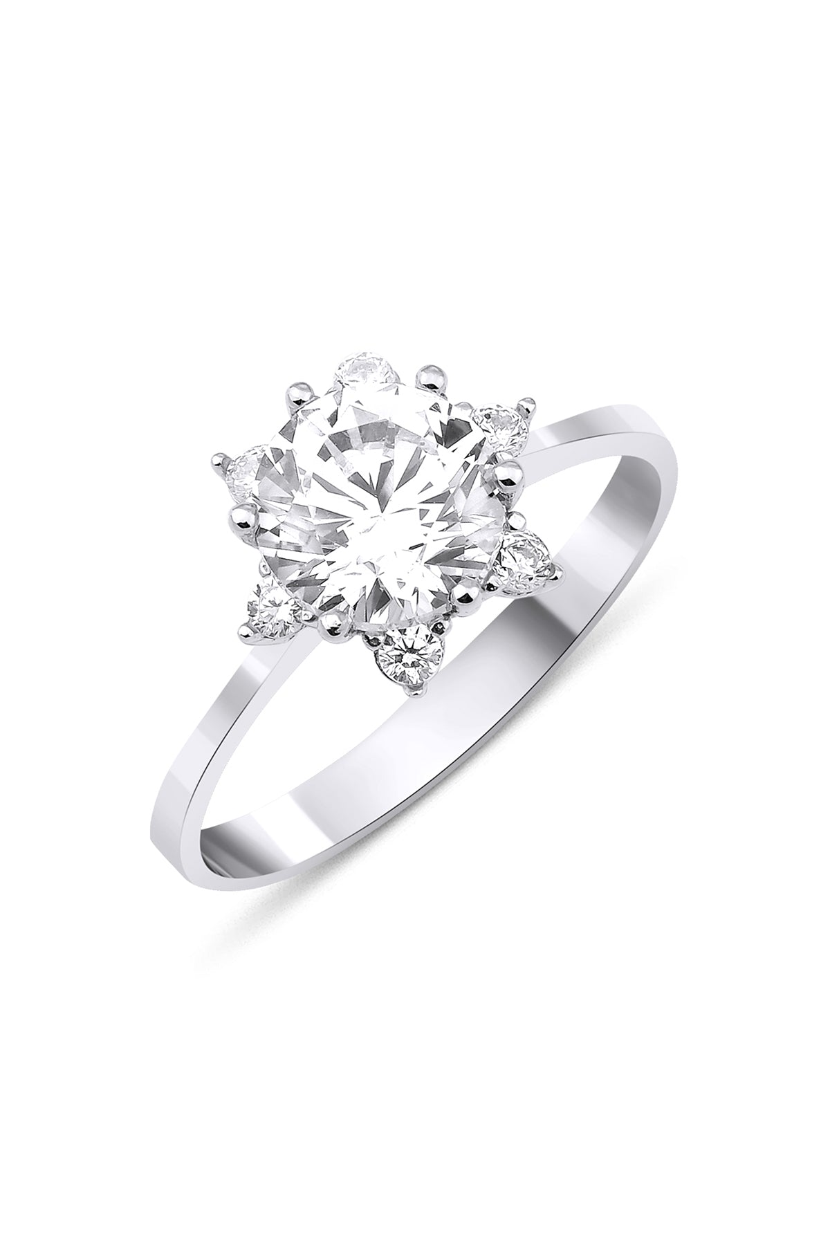 Anello con rosa di loto in oro bianco da 14 ct 2-0