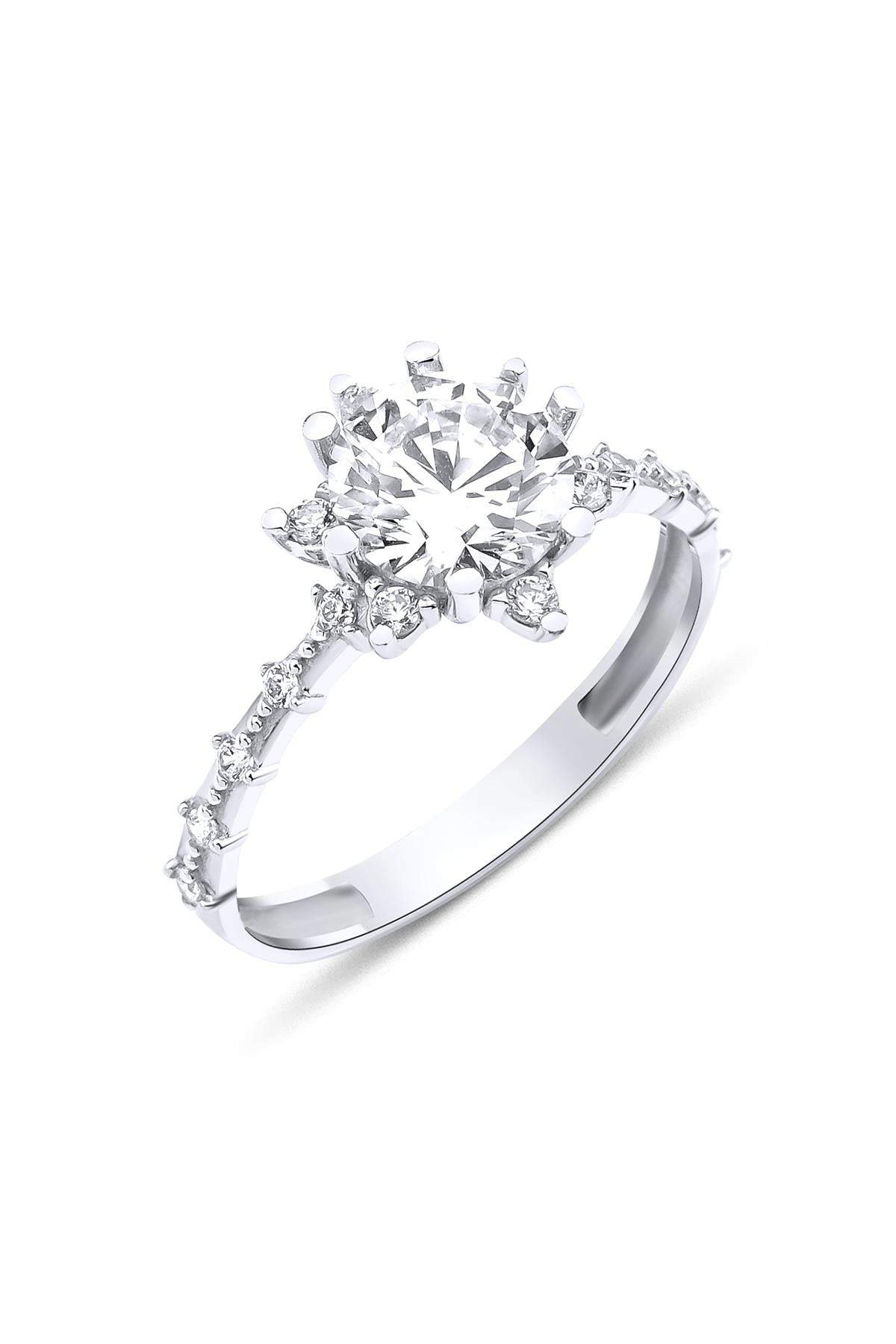 Anello con rosa di loto in oro bianco da 14 ct-1
