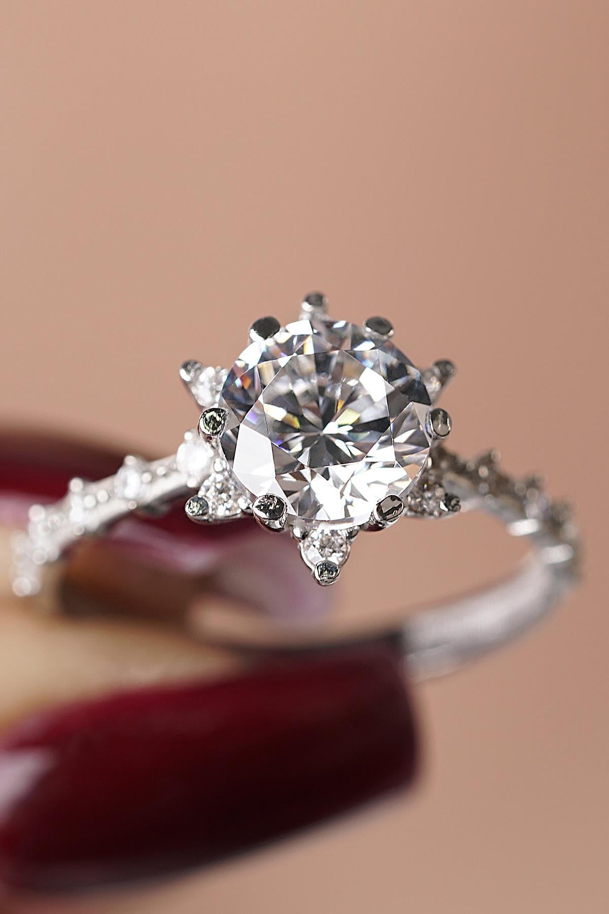 Anello con rosa di loto in oro bianco da 14 ct-3