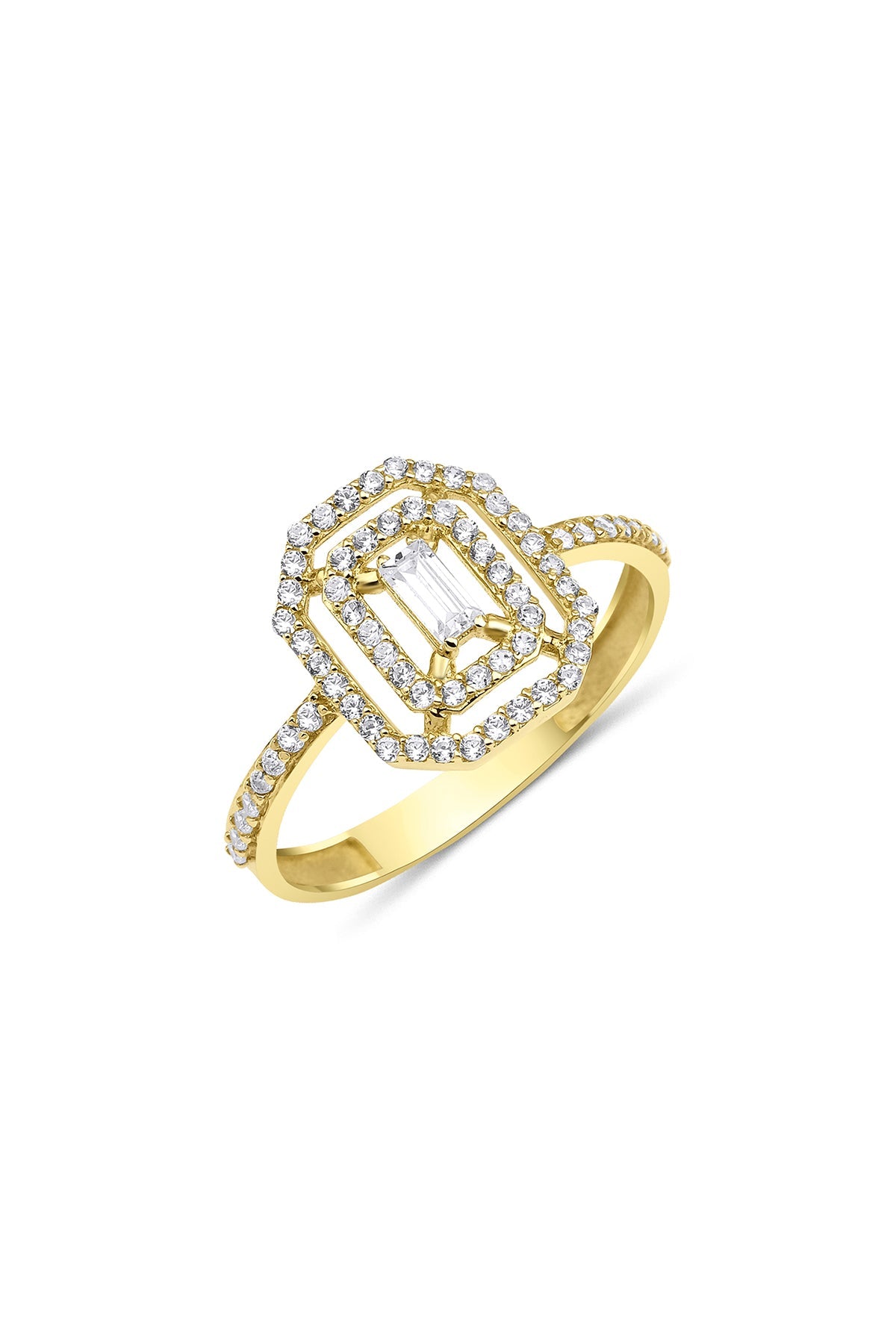 Anello Baguette con striscia in oro giallo da 14 ct-0