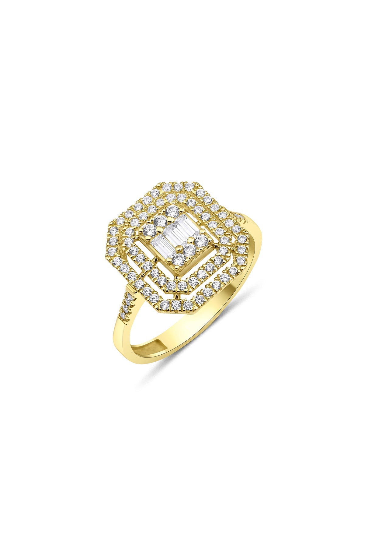 Anello Baguette Ampio In Oro Giallo Da 14 Ct-0