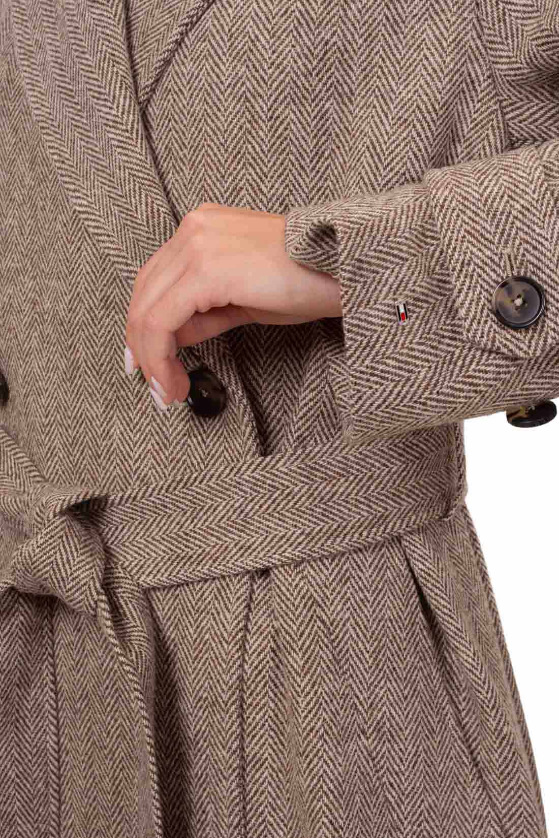 TOMMY HILFIGER - Trench oversize da donna in lana spigata-2