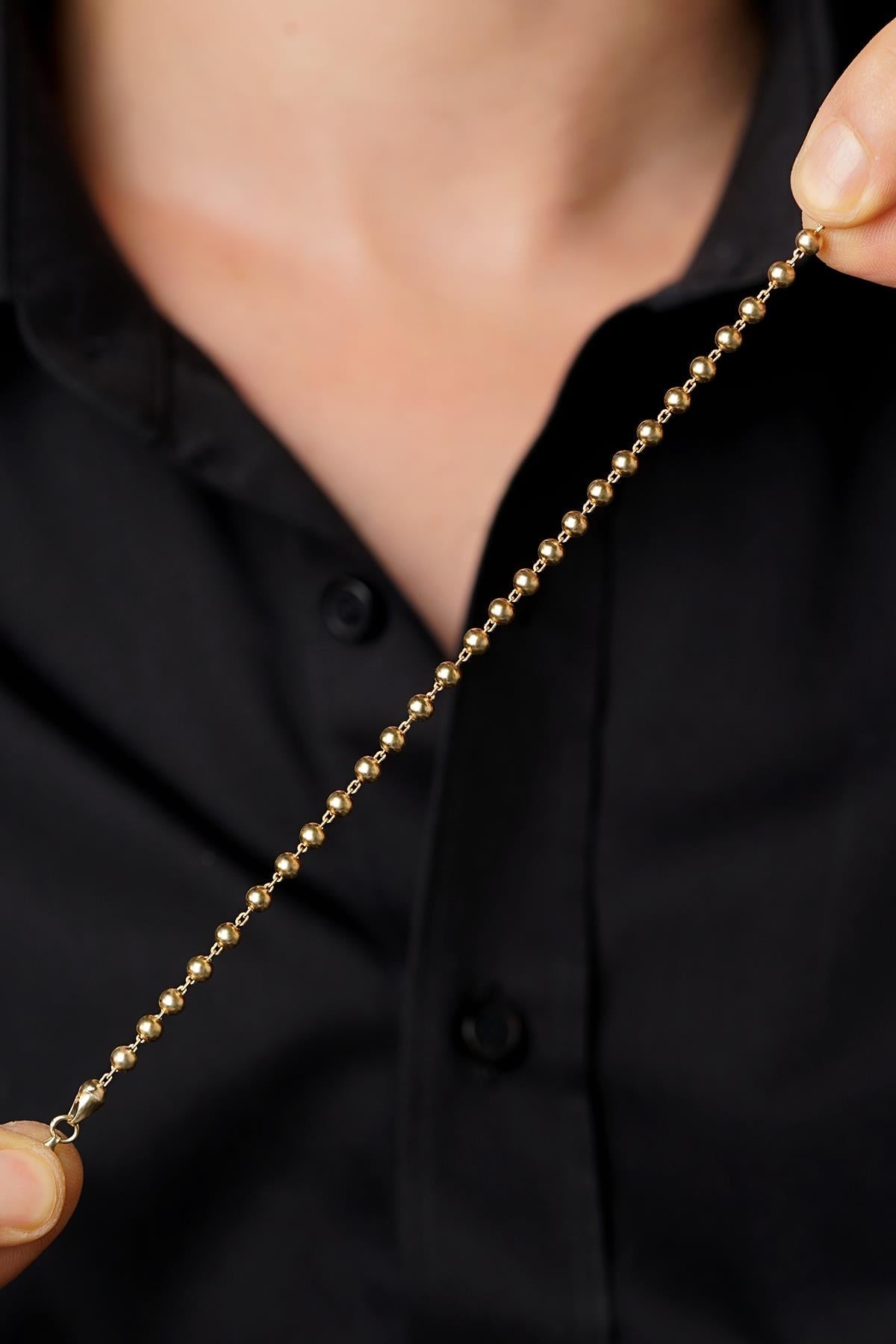 Men's 14ct Gold Beaded Chain Bracelet-4