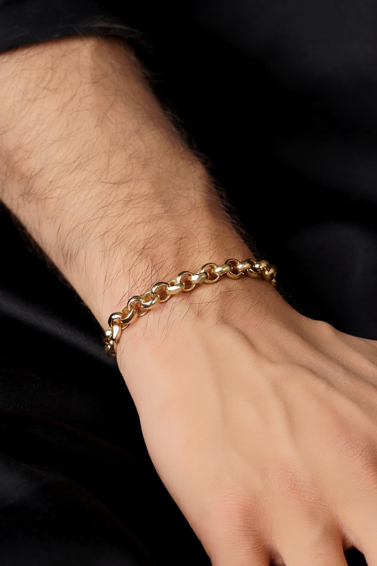 Men's 14ct Gold Heavy D-Link Bracelet-1