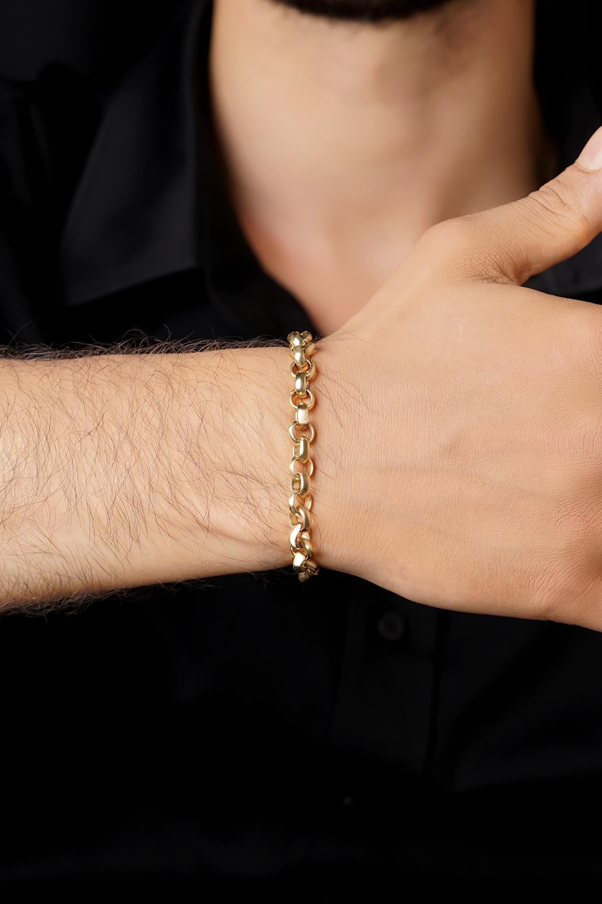 Men's 14ct Gold Heavy D-Link Bracelet-2