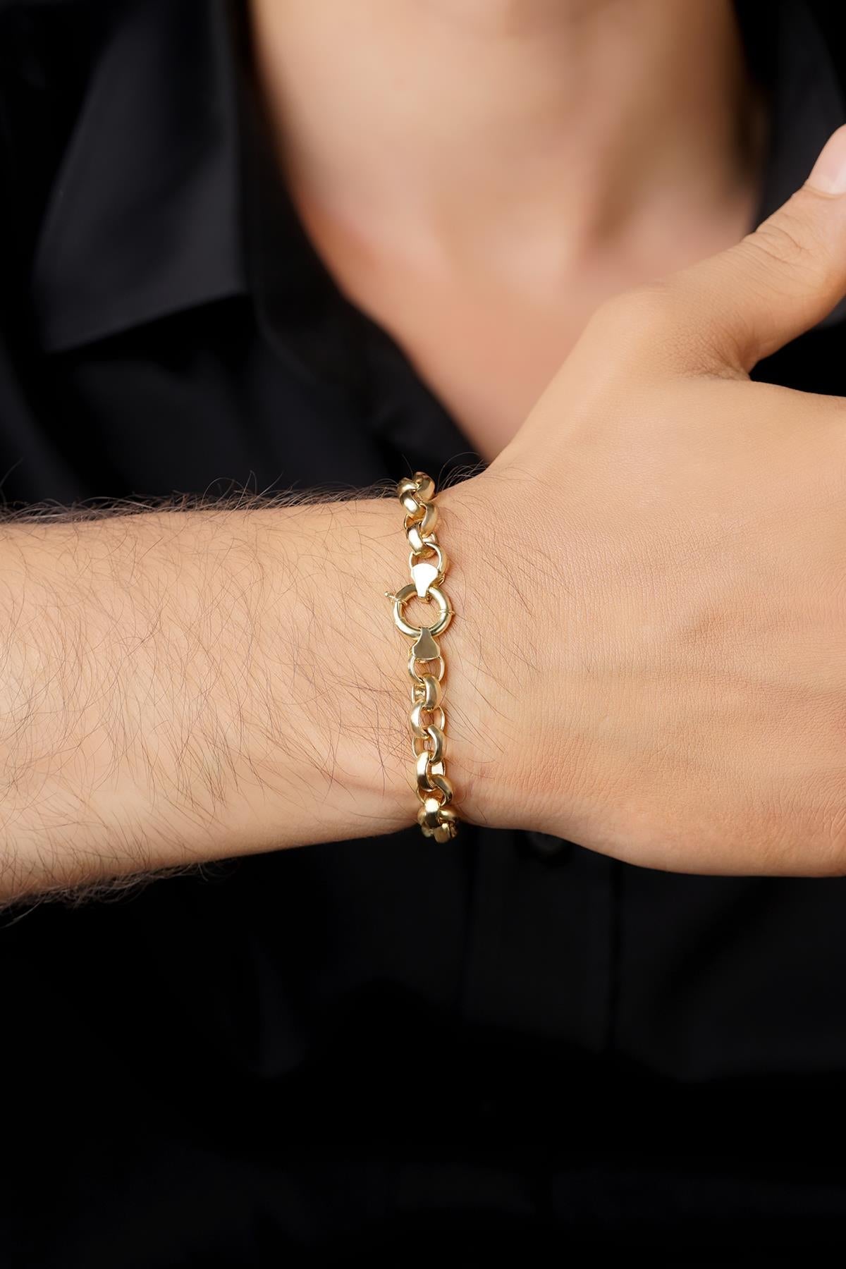 Men's 14ct Gold Heavy D-Link Bracelet-3