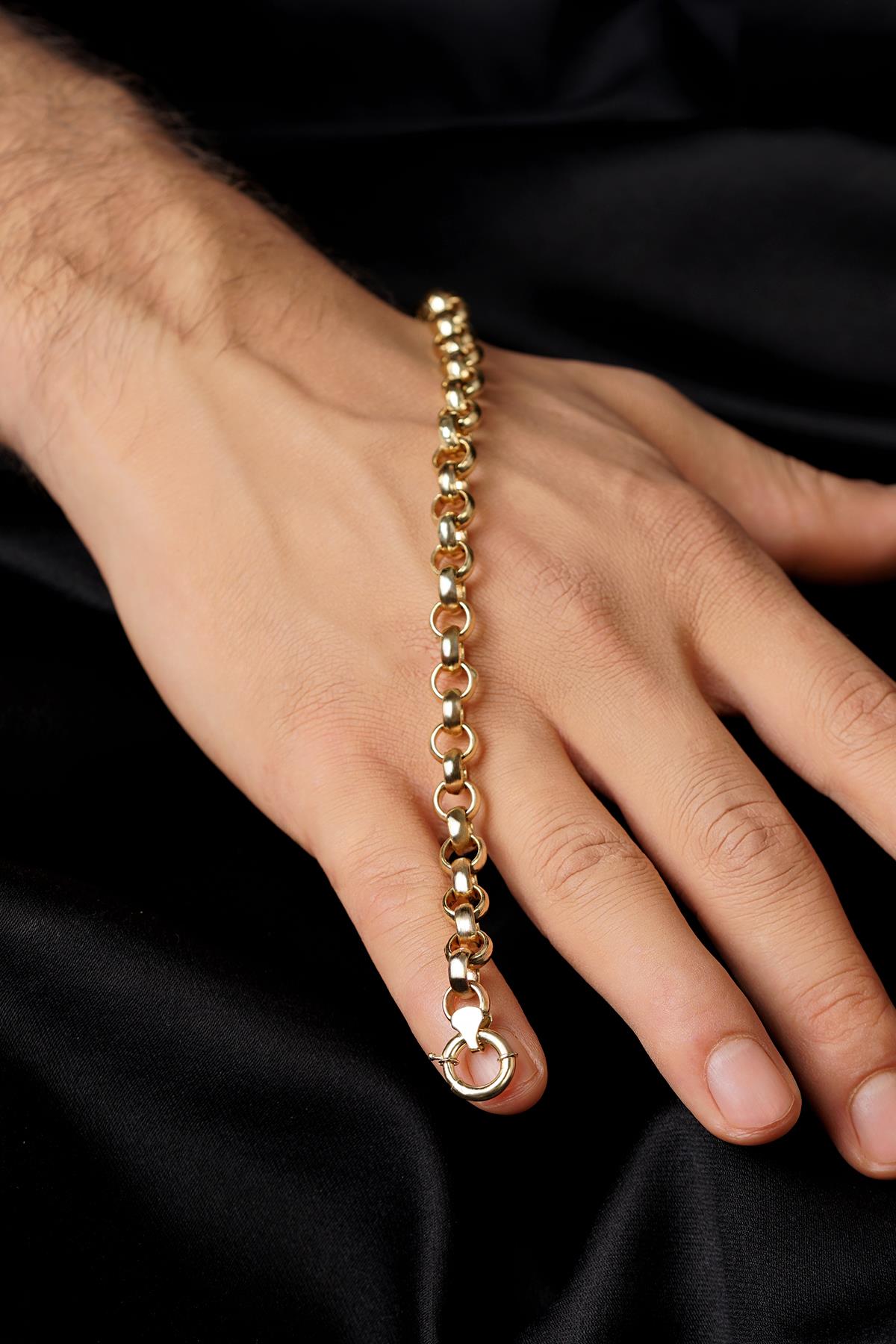 Men's 14ct Gold Heavy D-Link Bracelet-4