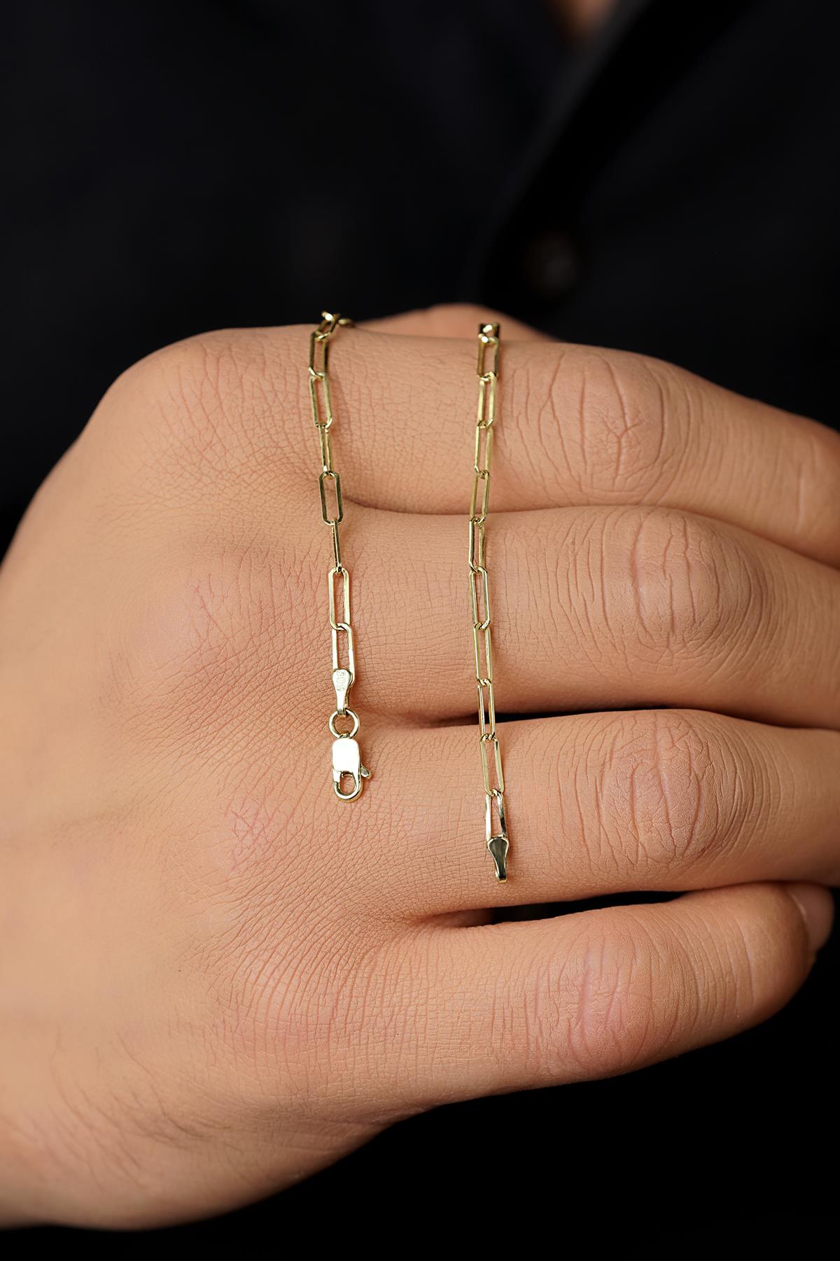 Men's 14ct Gold Paperclip Link Bracelet-3