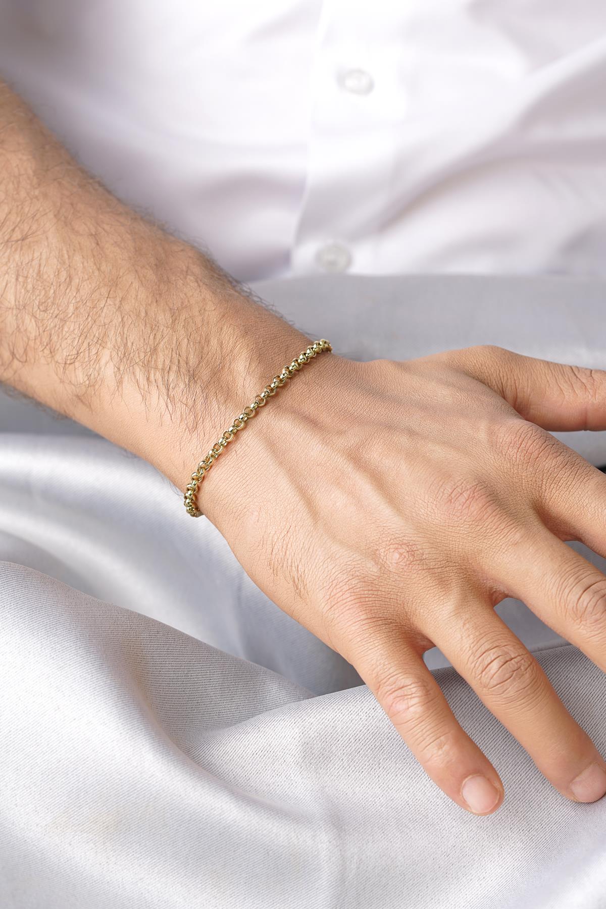 Men's 14ct Gold Rounded Curb Link Bracelet-0