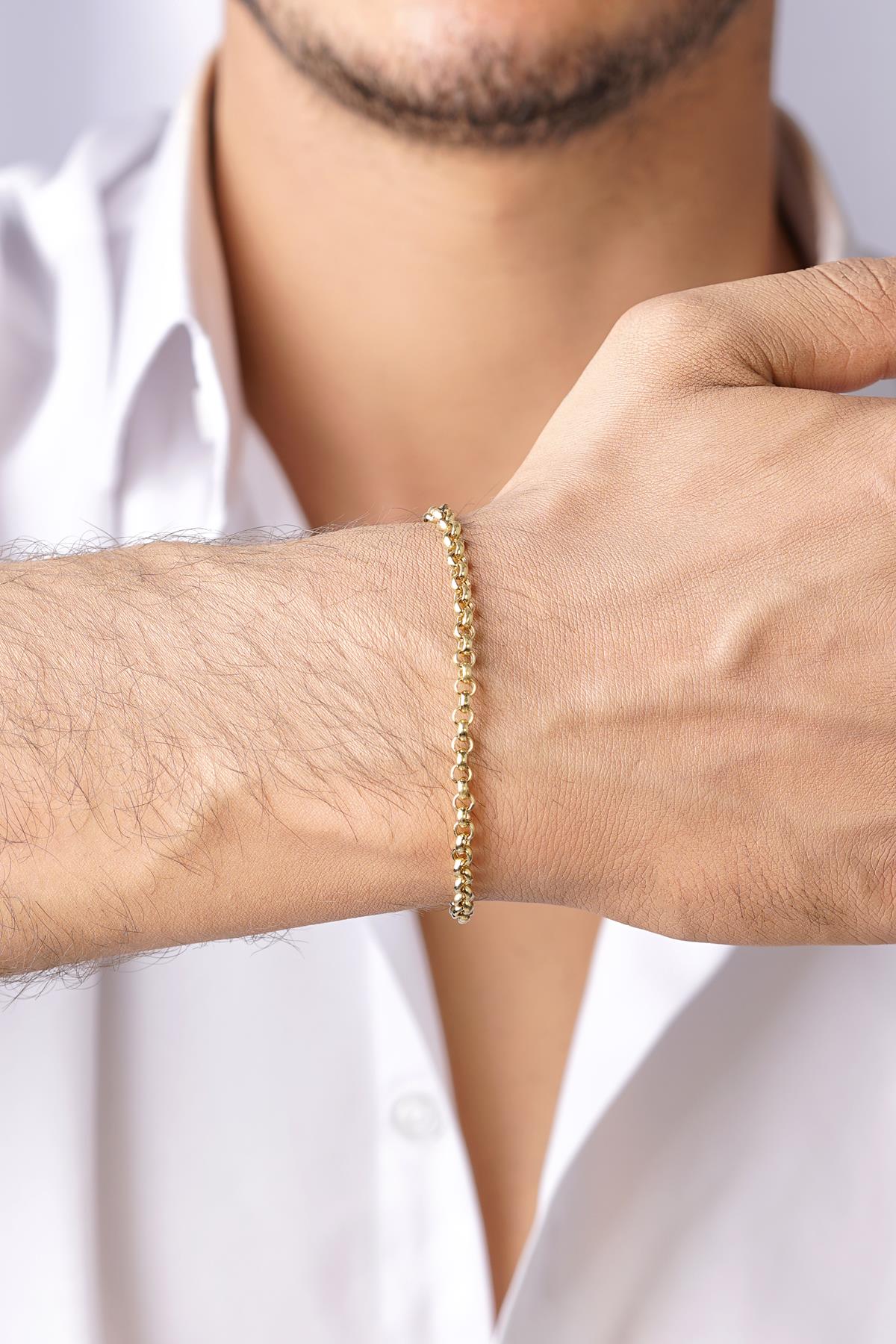 Men's 14ct Gold Rounded Curb Link Bracelet-2