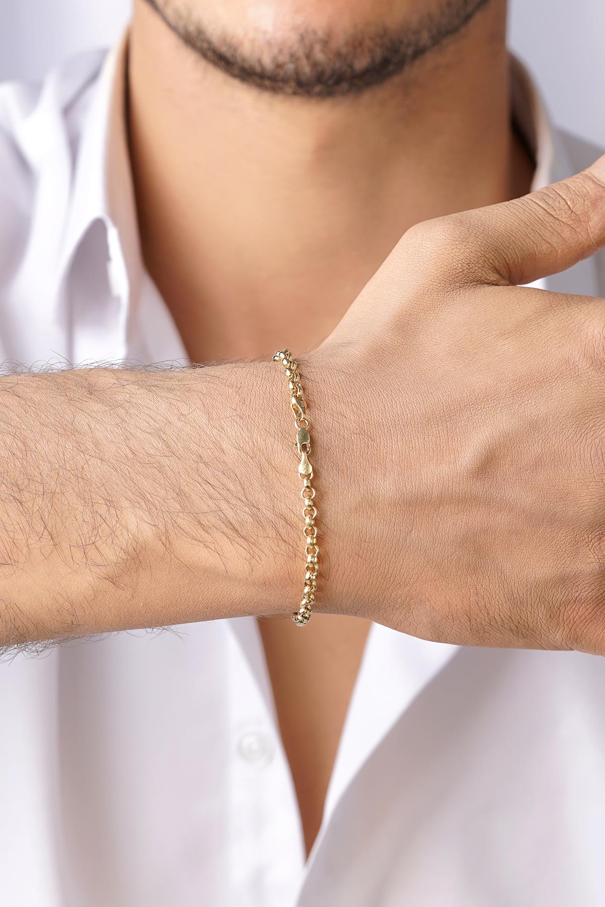 Men's 14ct Gold Rounded Curb Link Bracelet-3