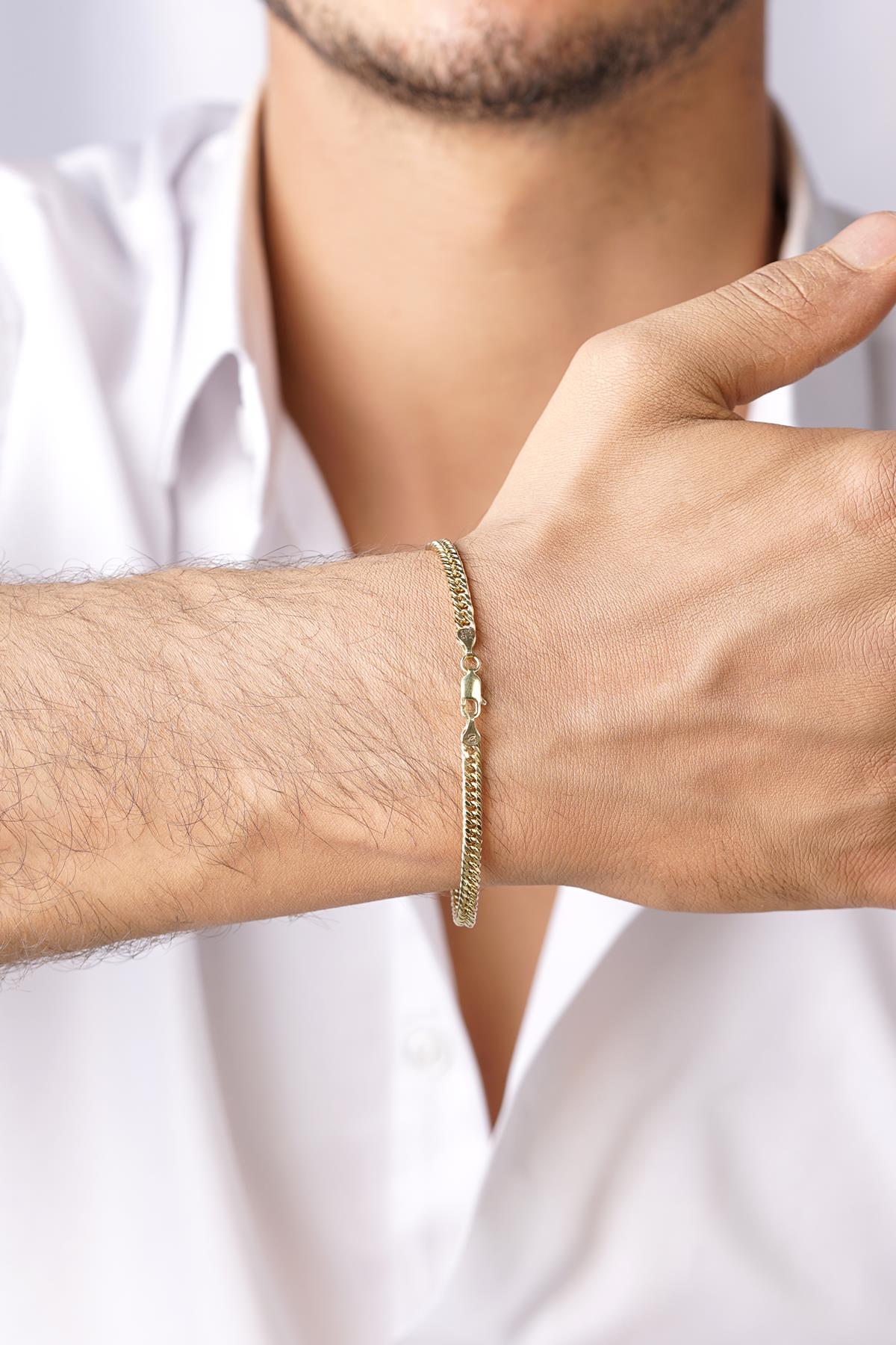 Men's 14ct Gold Tight Curb Chain Bracelet-3