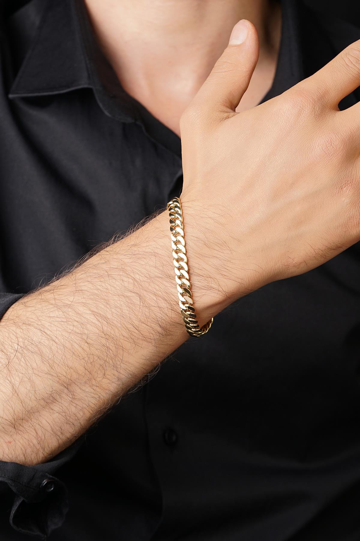 Men's 14ct Solid Gold Curb Link Bracelet-0