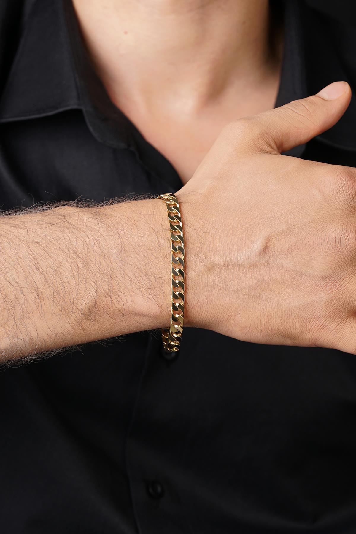 Men's 14ct Solid Gold Curb Link Bracelet-0