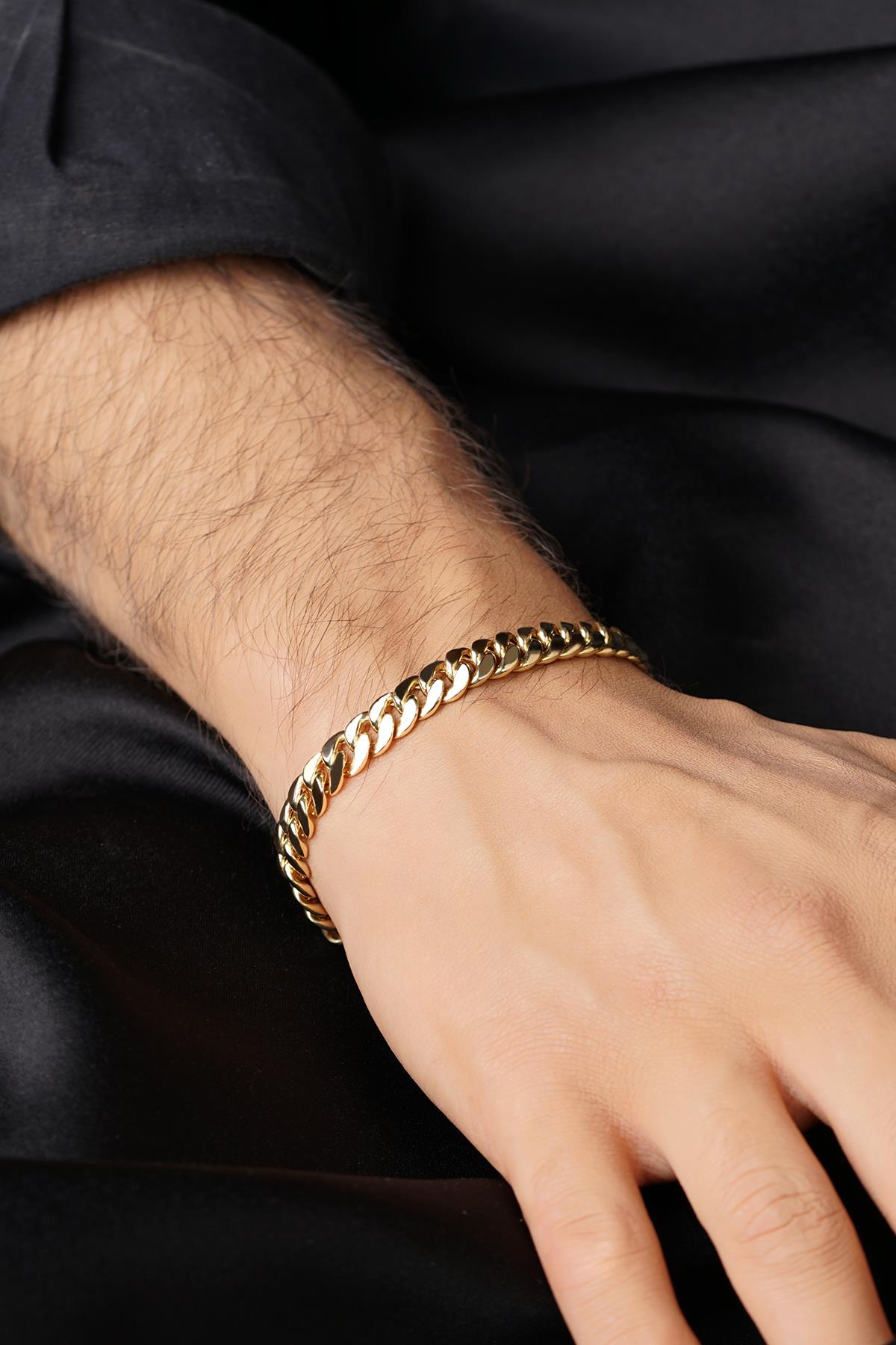 Men's 14ct Solid Gold Curb Link Bracelet-1