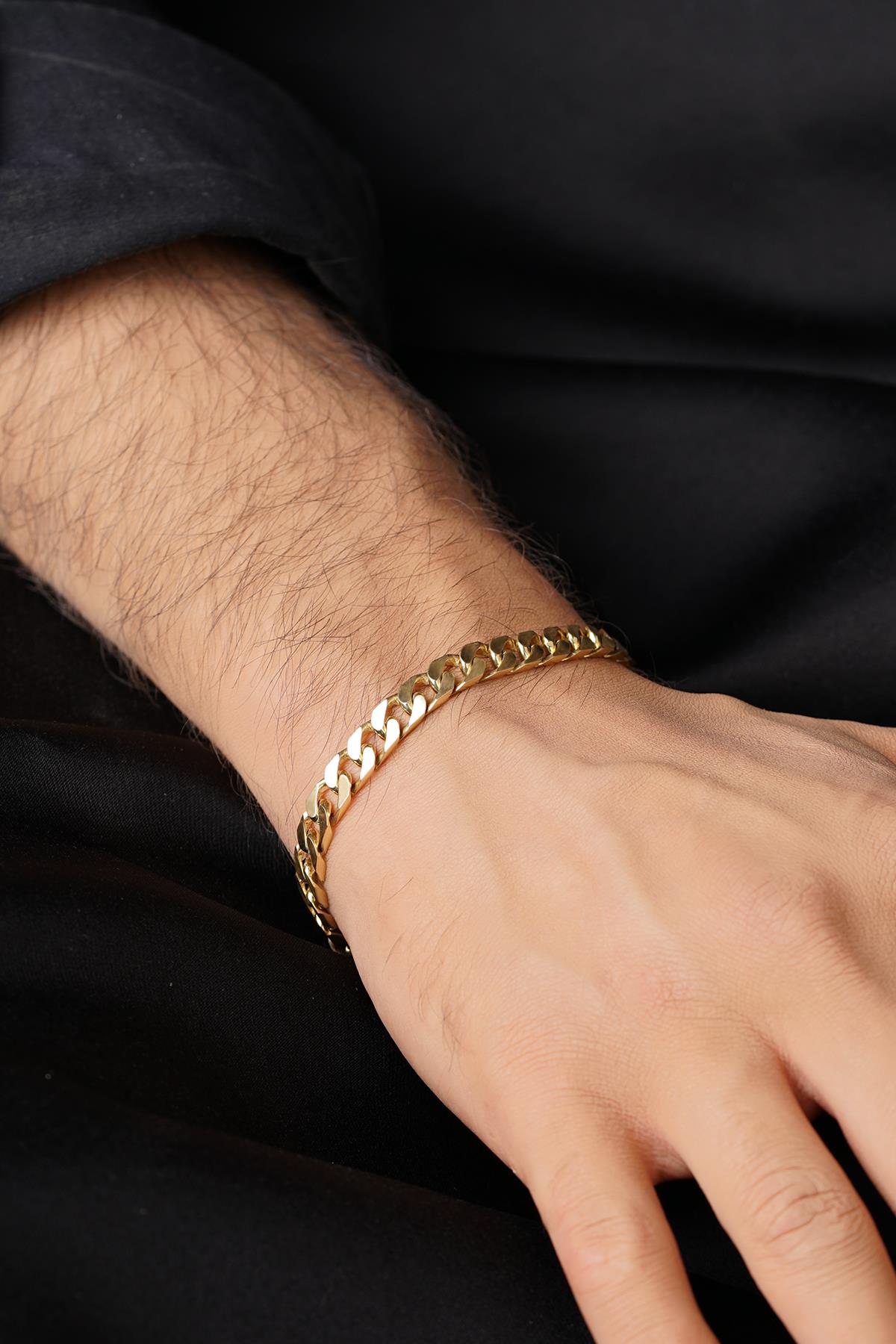 Men's 14ct Solid Gold Curb Link Bracelet-1