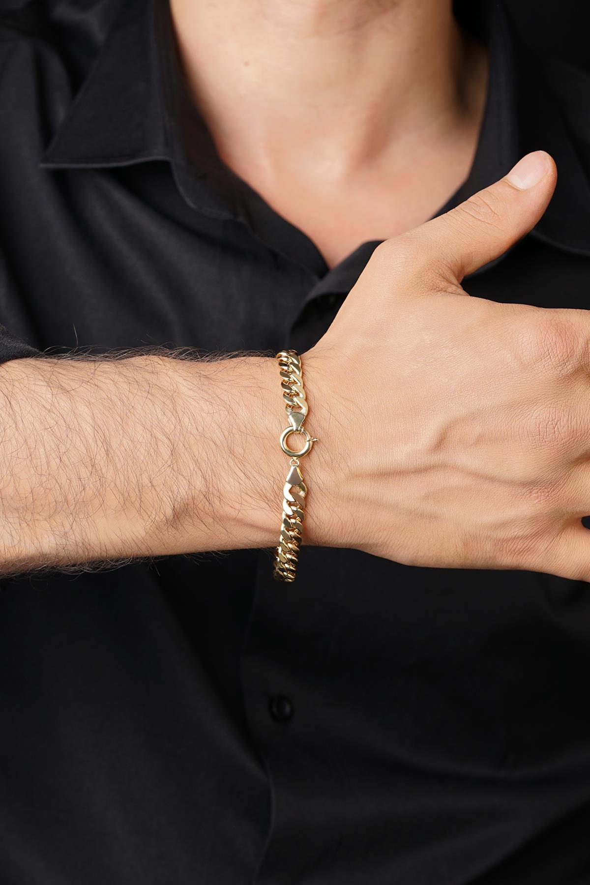 Men's 14ct Solid Gold Curb Link Bracelet-2