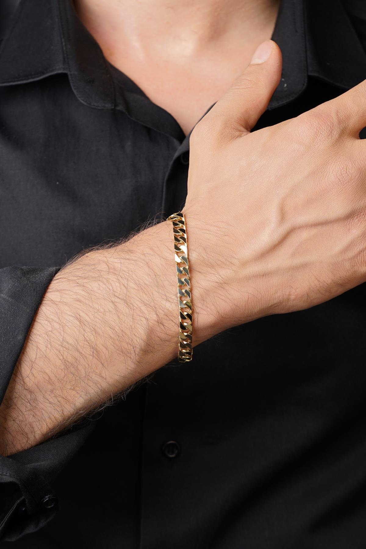 Men's 14ct Solid Gold Curb Link Bracelet-2