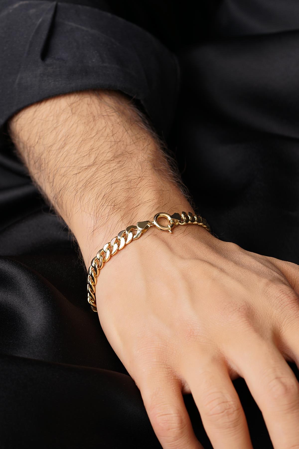 Men's 14ct Solid Gold Curb Link Bracelet-3