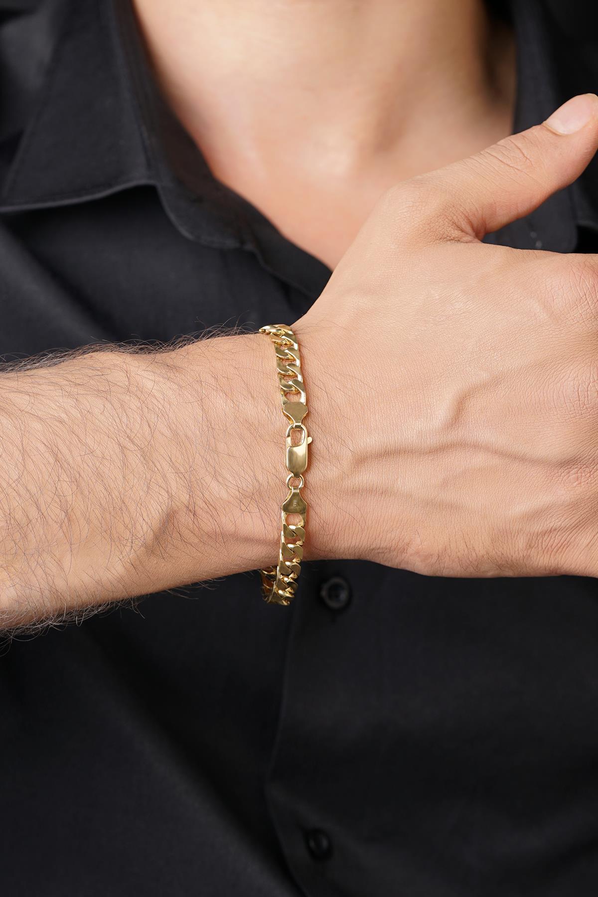 Men's 14ct Solid Gold Curb Link Bracelet-3