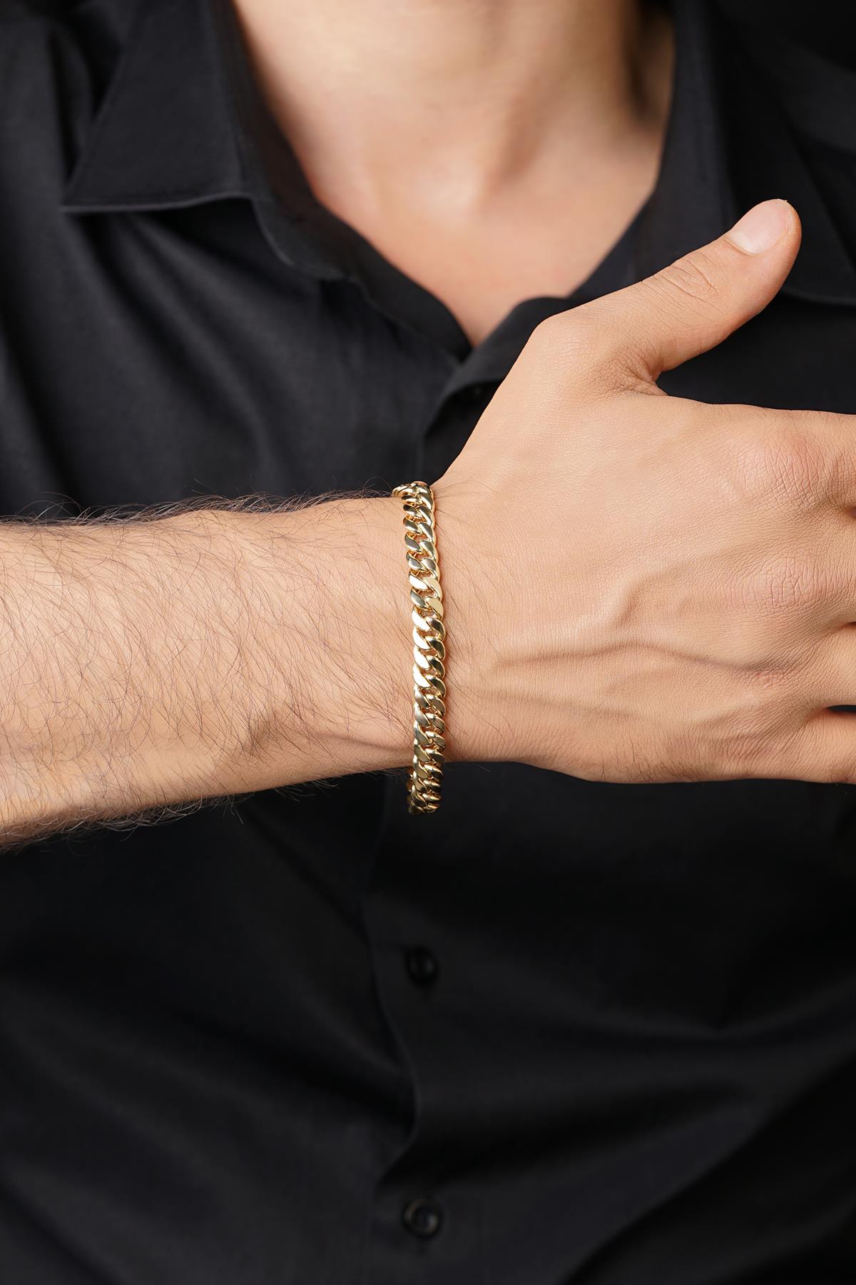 Men's 14ct Solid Gold Curb Link Bracelet-4