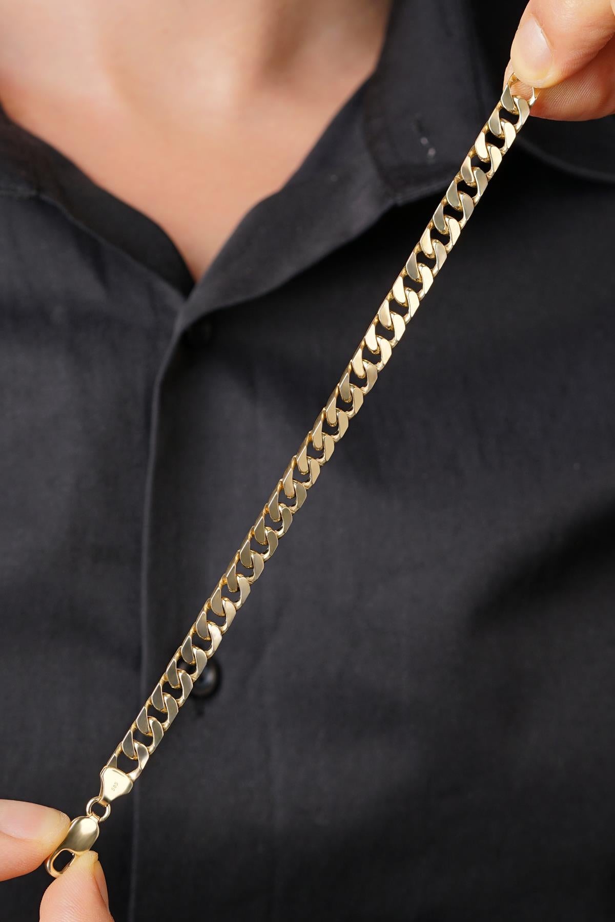 Men's 14ct Solid Gold Curb Link Bracelet-4